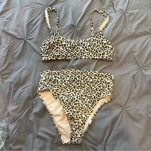 Cheetah Leopard Animal Print Tank Bikini Set Size Medium